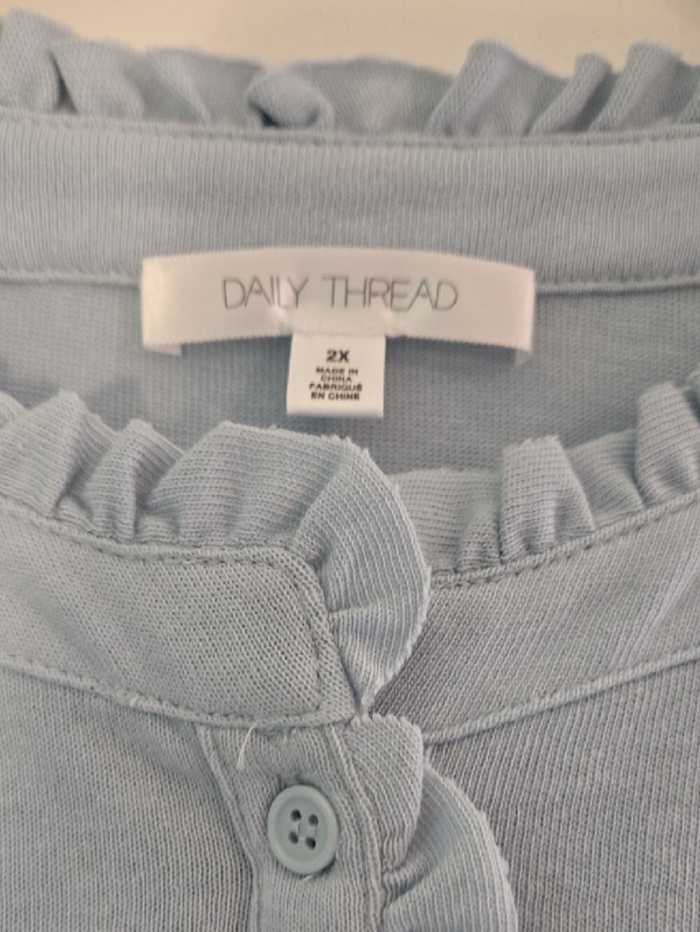 Light Blue Ruffle-Trim Long Sleeve Top - Picture 3 of 3